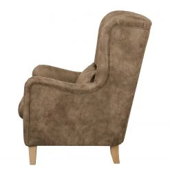Ars Natura Fauteuil à oreilles Shenton - Aspect cuir vieilli - Latte macchiatto -Pas Cher Fauteuils Magasin sessel shenton antiklederlook cubanit 4252440