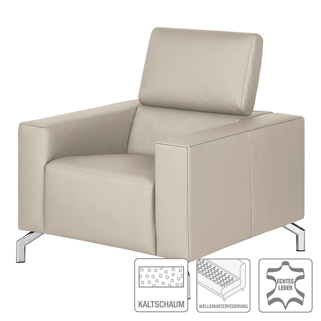 Loftscape Fauteuil Varberg - Cuir véritable taupe 4 Loftscape Fauteuil Varberg - Cuir véritable taupe – Image 2