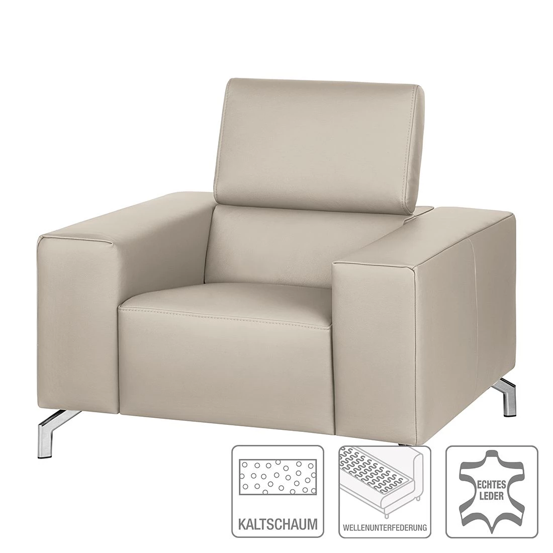 Loftscape Fauteuil Varberg XXL - Cuir véritable taupe 4 Loftscape Fauteuil Varberg XXL - Cuir véritable taupe – Image 2