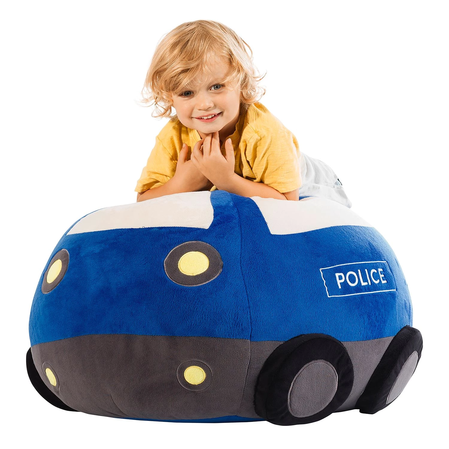 SITTING POINT Grand pouf Kidding Police - Tissu - Bleu 4 SITTING POINT Grand pouf Kidding Police - Tissu - Bleu – Image 2