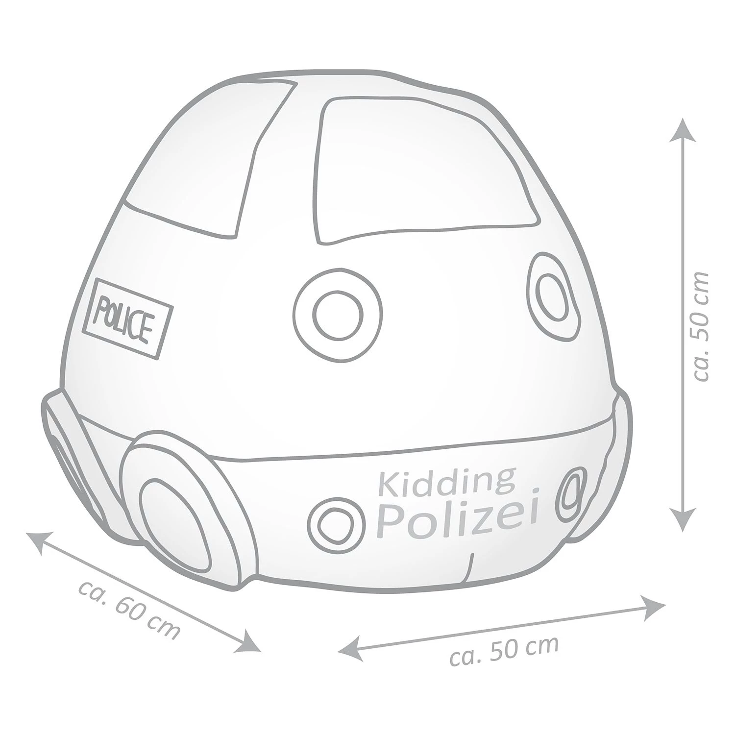 SITTING POINT Grand pouf Kidding Police - Tissu - Bleu 5 SITTING POINT Grand pouf Kidding Police - Tissu - Bleu – Image 3