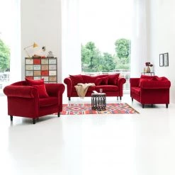 Jack & Alice Fauteuil York - Rouge -Pas Cher Fauteuils Magasin sofa york 3 sitzer samt stoff chepi rot 4776312