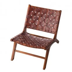Eva Padberg Collection Chaise Bourbourg I - Cuir véritable / Teck massif - Bois de teck -Pas Cher Fauteuils Magasin stuhl bourbourg teak massiv echtleder 4607112